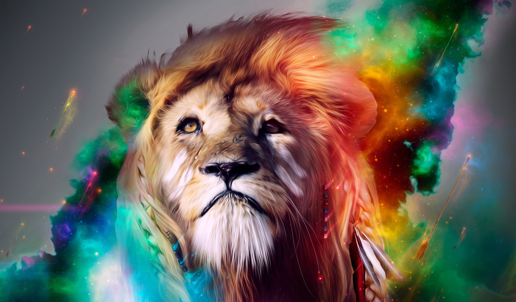 Das Lion Art Wallpaper 1024x600