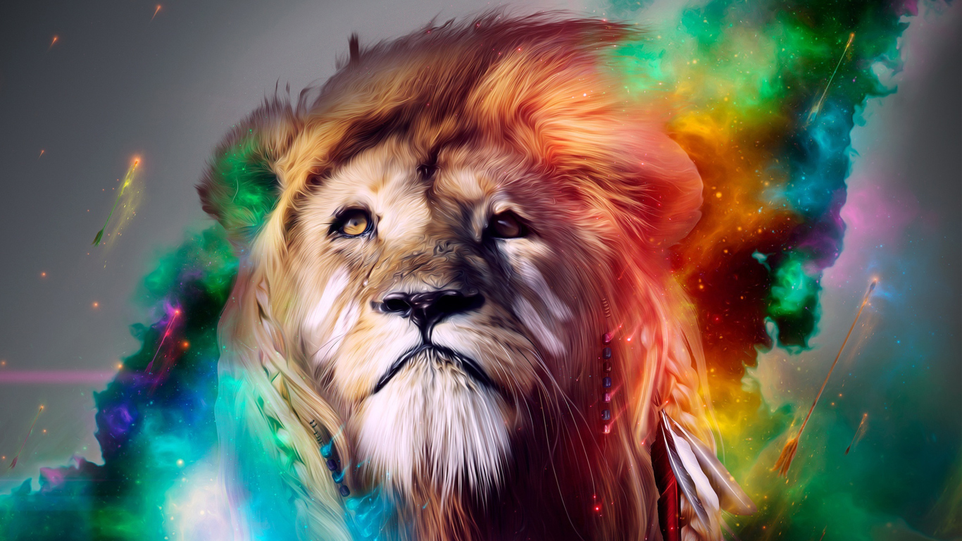 Fondo de pantalla Lion Art 1366x768