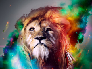 Das Lion Art Wallpaper 320x240