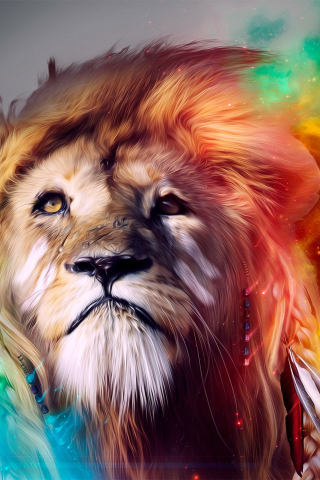 Das Lion Art Wallpaper 320x480