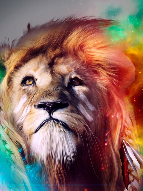 Sfondi Lion Art 480x640