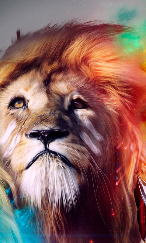 Fondo de pantalla Lion Art 480x800