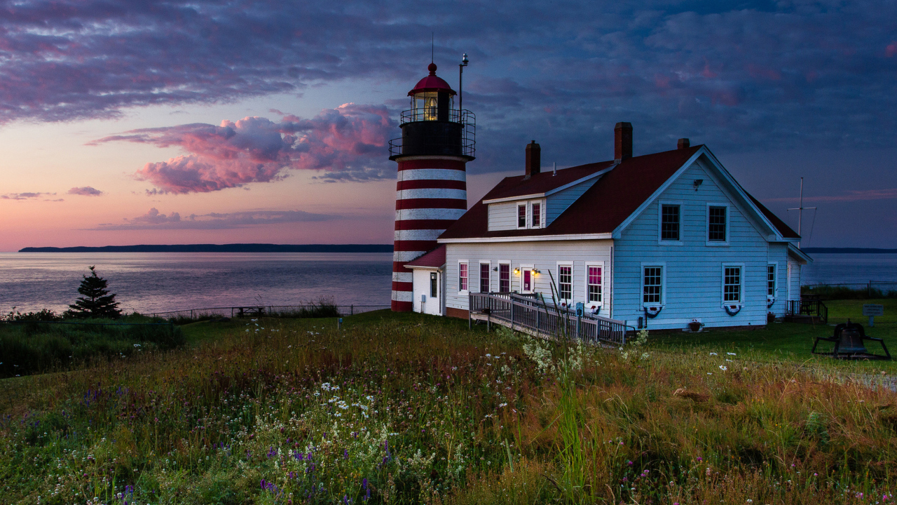 Обои U.S. State Of Maine Lighthouse 1280x720