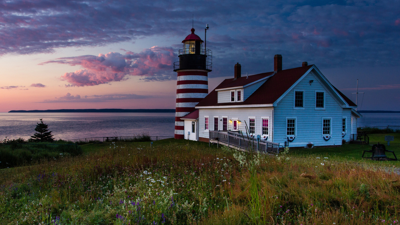 Das U.S. State Of Maine Lighthouse Wallpaper 1366x768