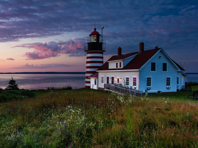 Обои U.S. State Of Maine Lighthouse 640x480
