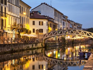 Milan Canal Navigli District wallpaper 320x240