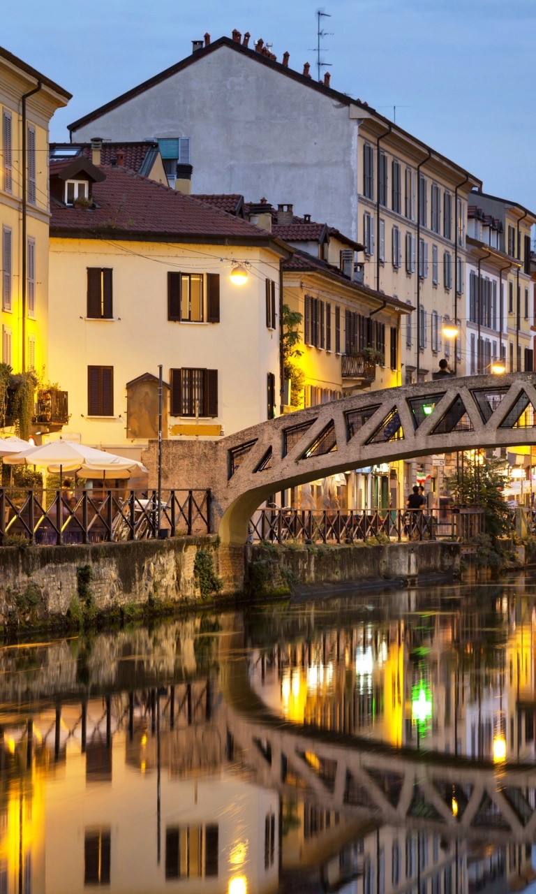 Milan Canal Navigli District wallpaper 768x1280