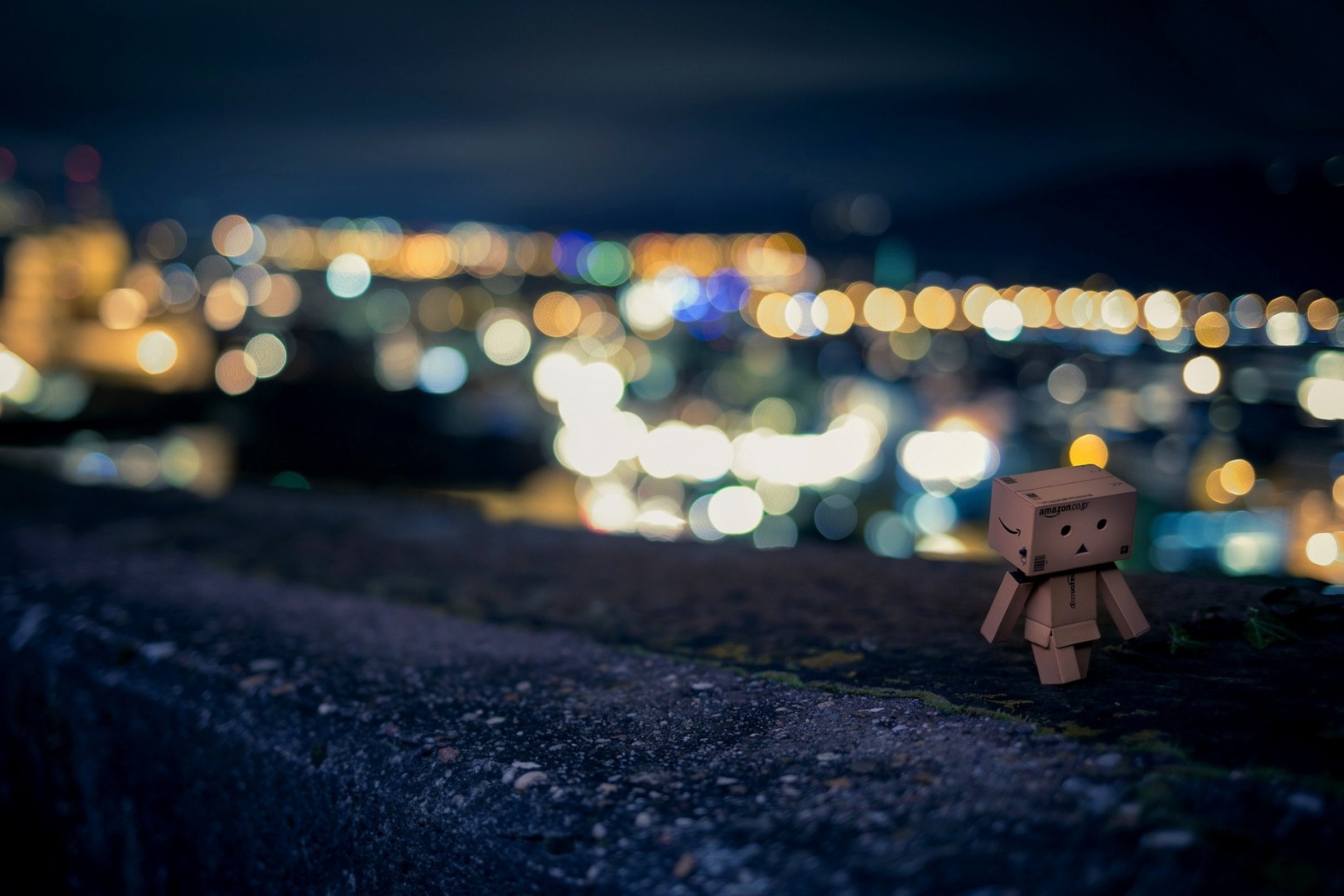 Danbo Walking At City Lights wallpaper 2880x1920