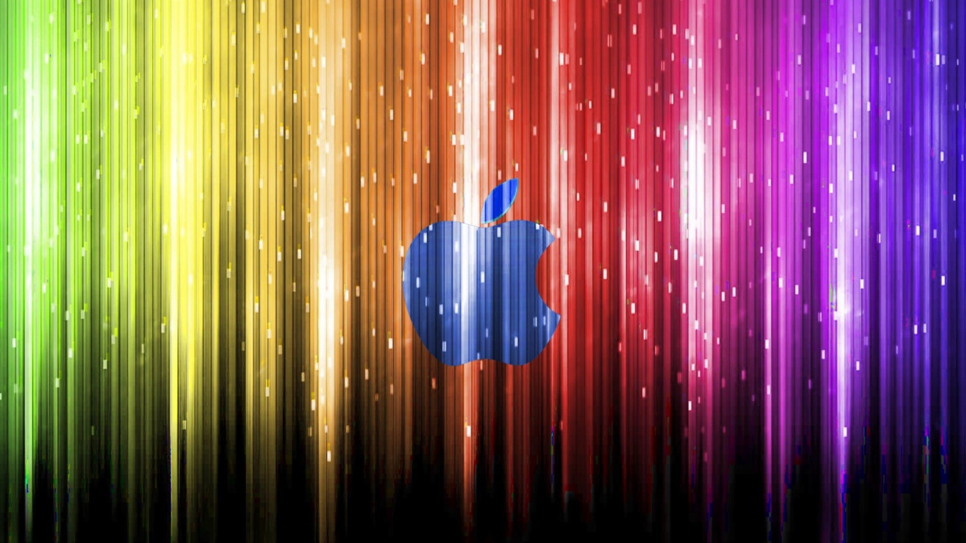 Sparkling Apple Logo Wallpaper for 1366x768