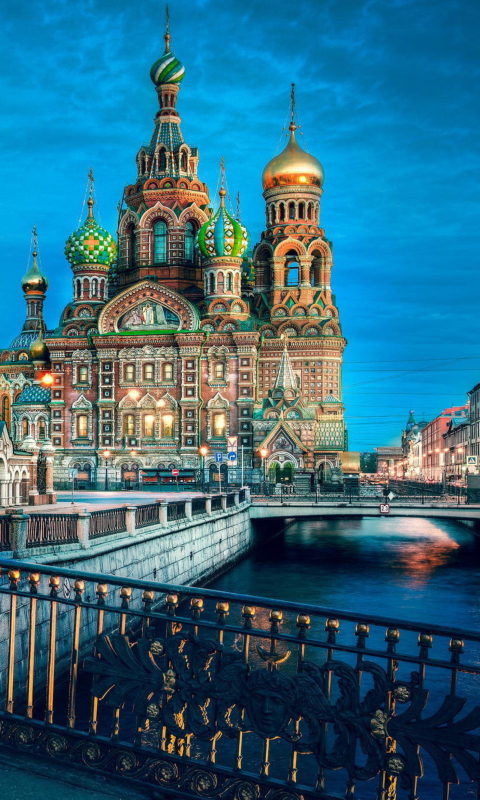 Das Church Of Savior On Spilled Blood In St. Petersburg Wallpaper 480x800