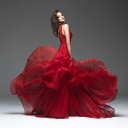 Sfondi Girl in Beautiful Red Dress 128x128