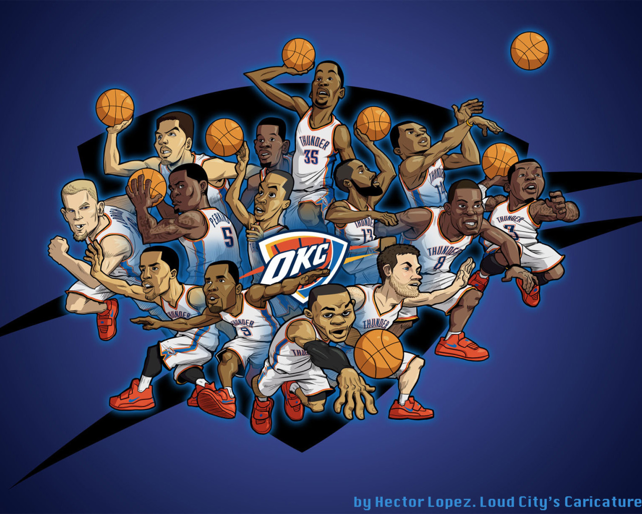 Das Oklahoma City Thunder Team Wallpaper 1280x1024