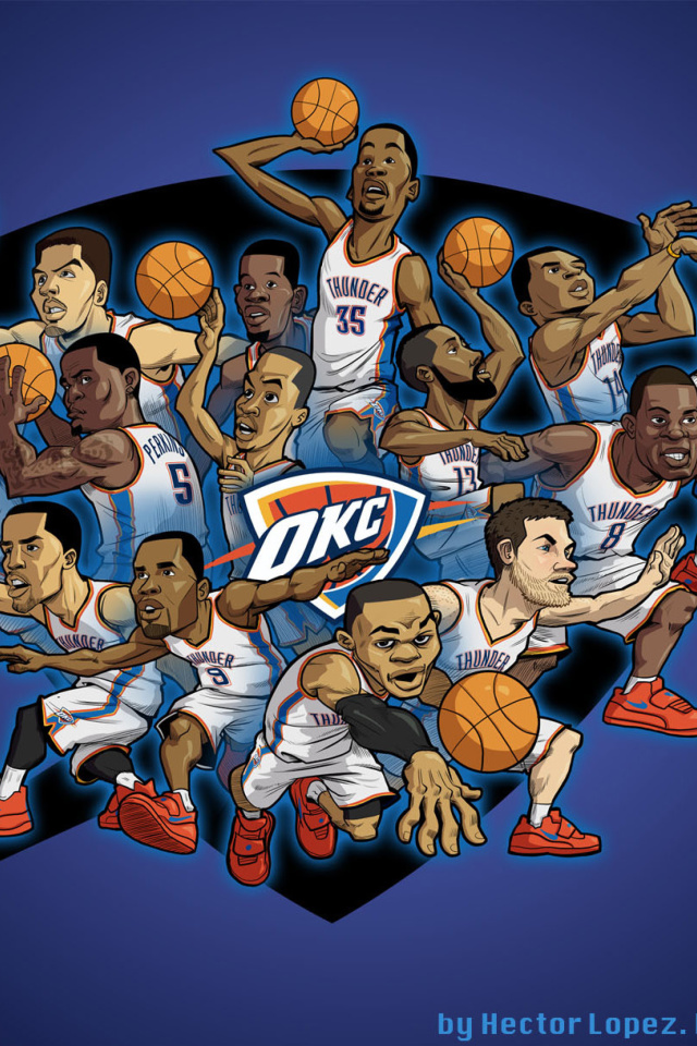 Sfondi Oklahoma City Thunder Team 640x960