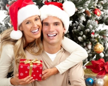 Happy Couple In Christmas And New Year's Eve wallpaper 220x176