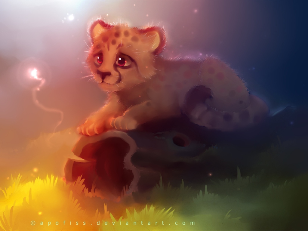Fondo de pantalla Cute Cheetah Painting 1024x768