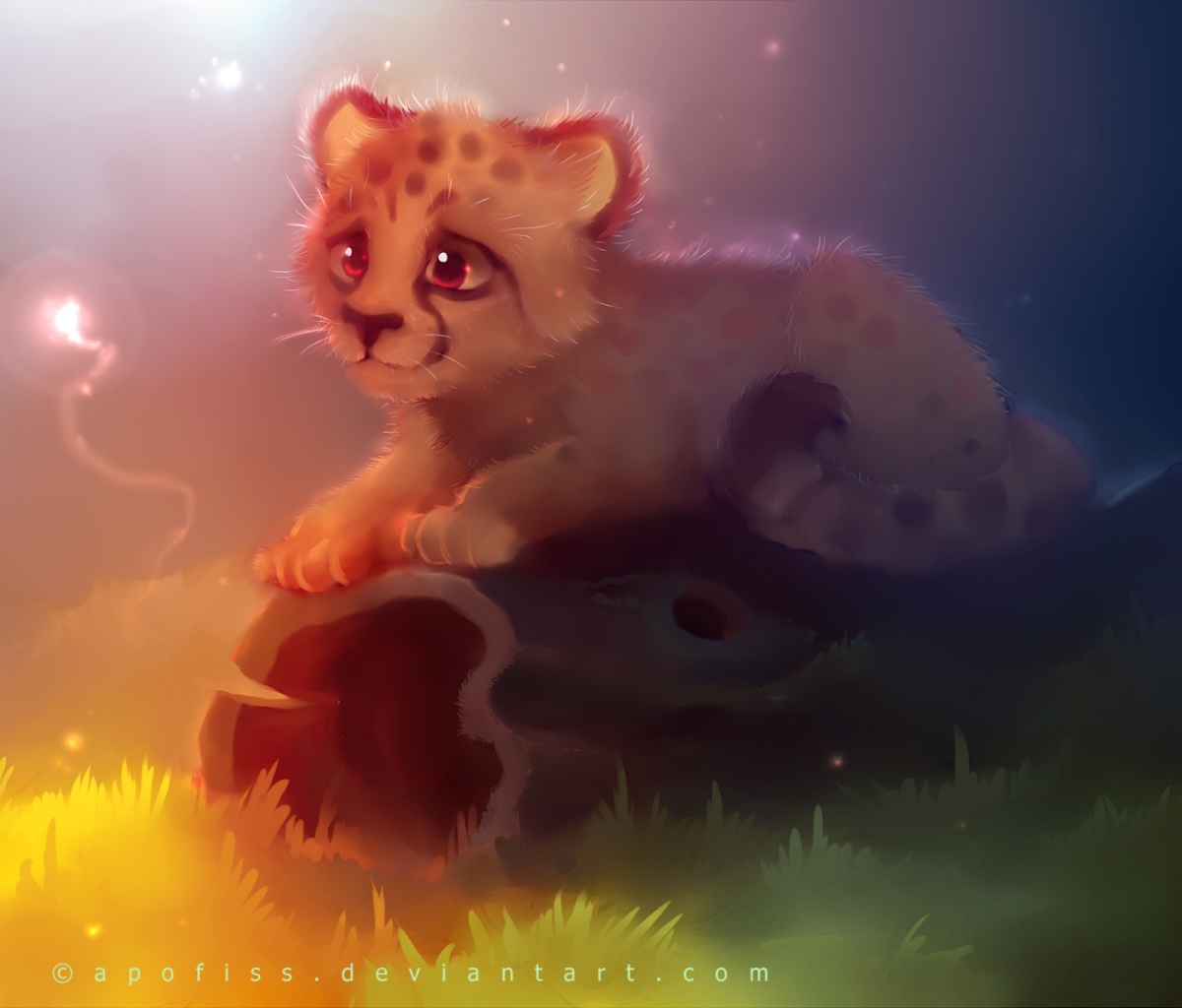 Обои Cute Cheetah Painting 1200x1024