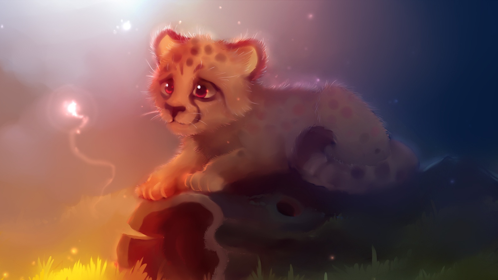 Обои Cute Cheetah Painting 1600x900