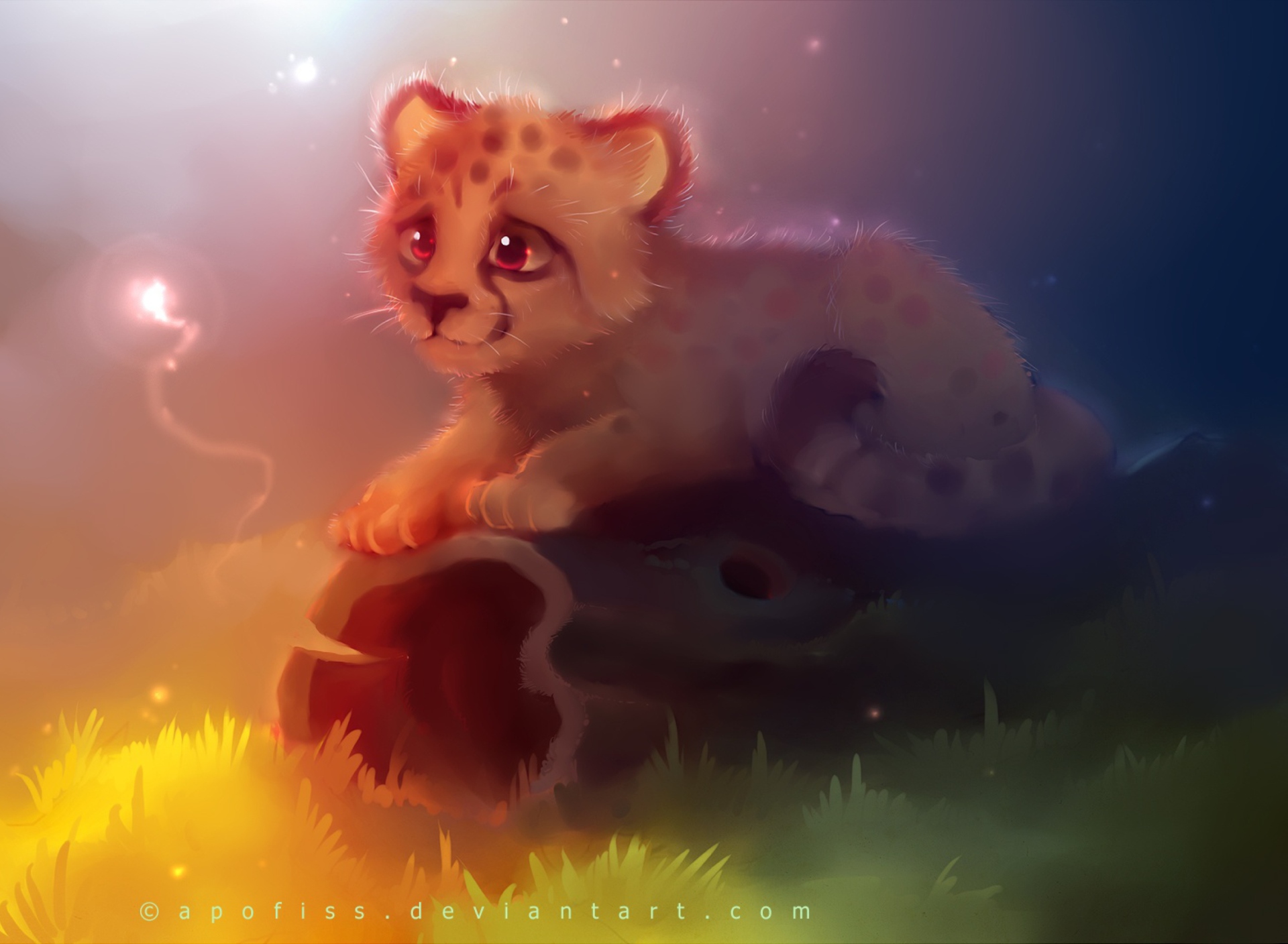 Screenshot №1 pro téma Cute Cheetah Painting 1920x1408