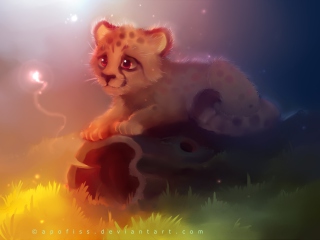 Screenshot №1 pro téma Cute Cheetah Painting 320x240