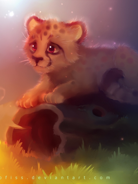Das Cute Cheetah Painting Wallpaper 480x640