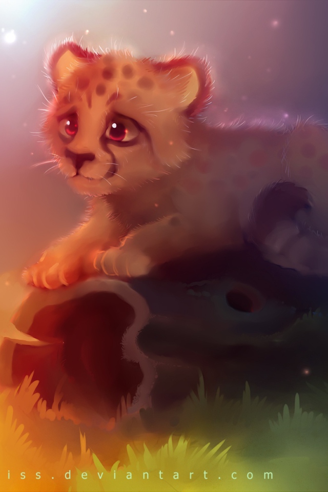 Fondo de pantalla Cute Cheetah Painting 640x960