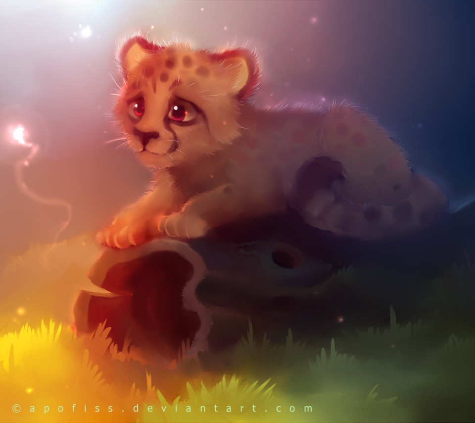 Обои Cute Cheetah Painting 960x854