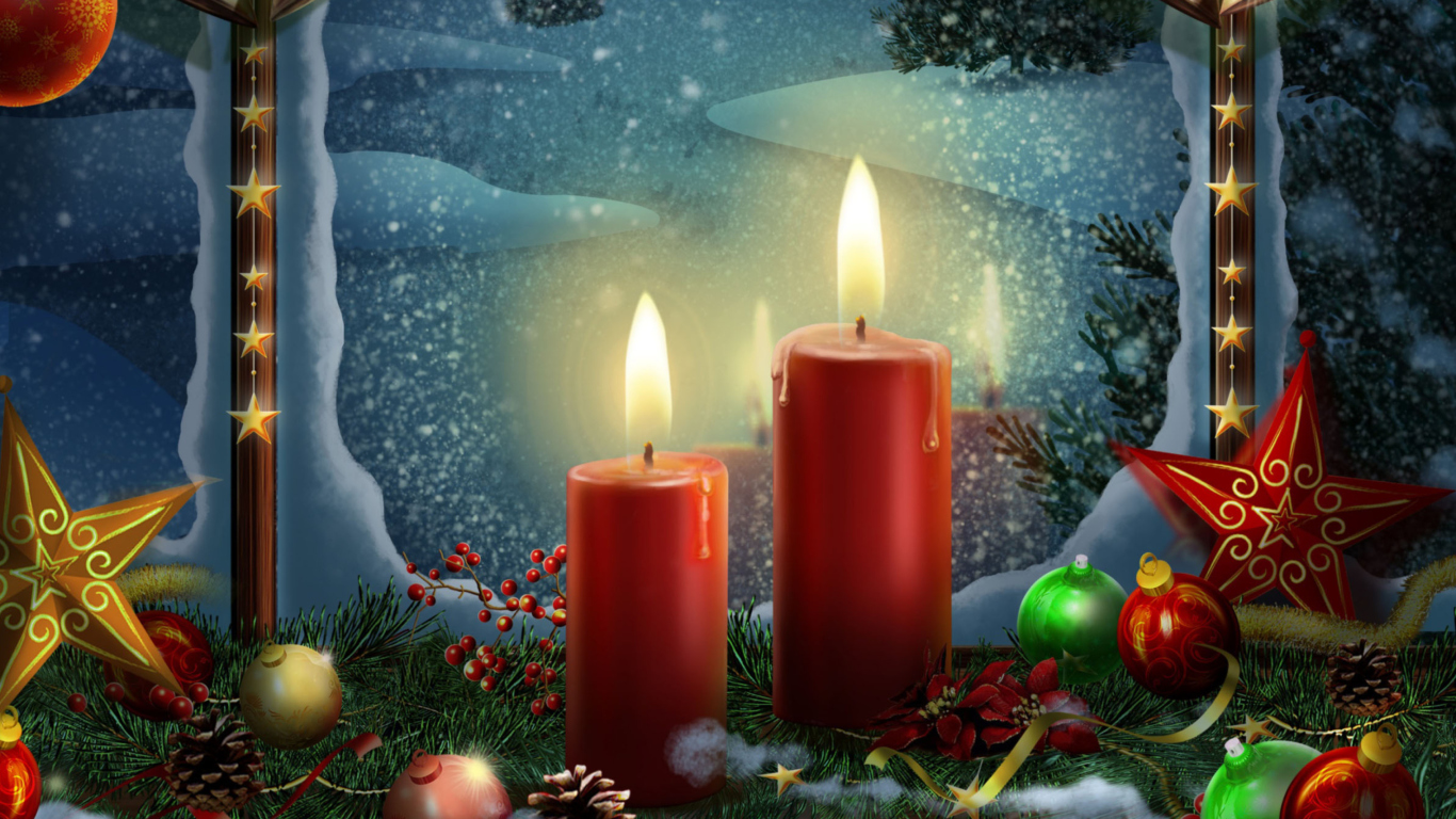 Lighted Candles wallpaper 1366x768