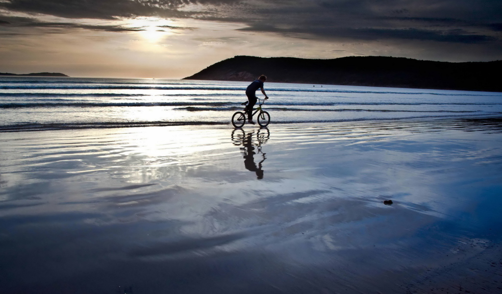 Bicycle Ride By Beach wallpaper 1024x600