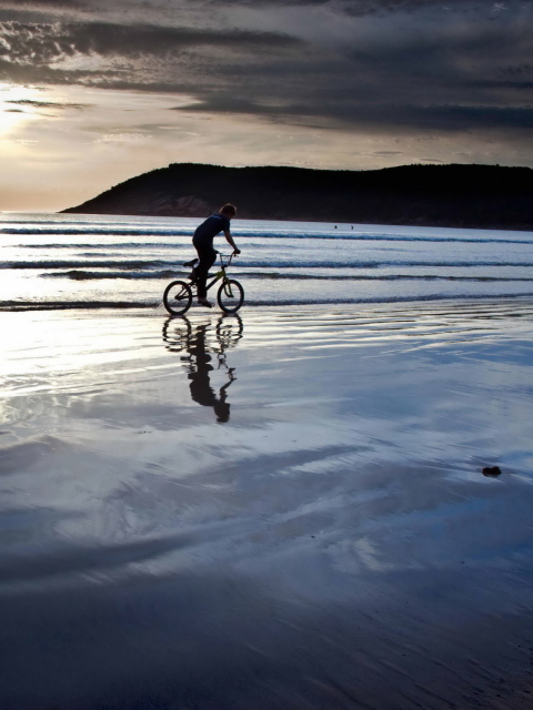 Bicycle Ride By Beach wallpaper 480x640