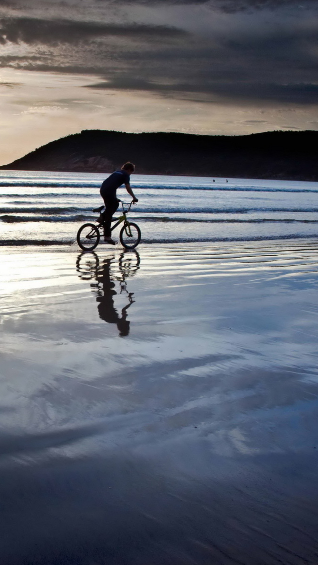 Bicycle Ride By Beach wallpaper 640x1136