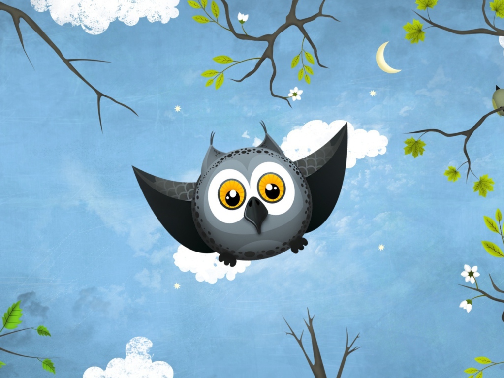 Cute Owl Art wallpaper 1024x768