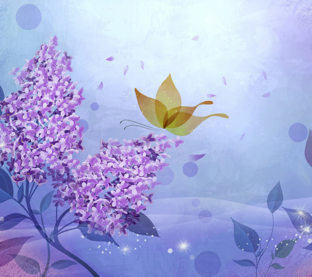 Обои Butterfly Lilac Art 1080x960