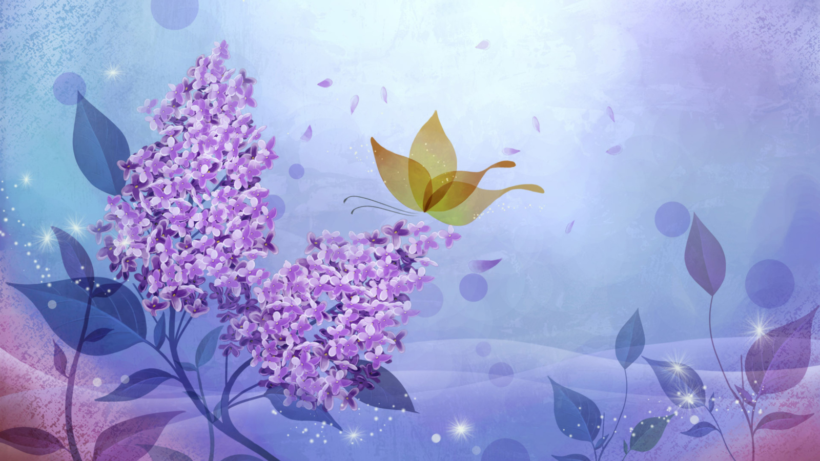 Screenshot №1 pro téma Butterfly Lilac Art 1600x900