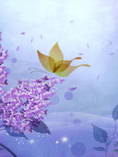 Das Butterfly Lilac Art Wallpaper 240x320