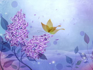 Butterfly Lilac Art wallpaper 320x240