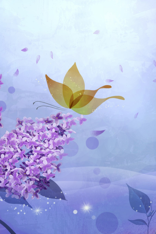 Обои Butterfly Lilac Art 640x960