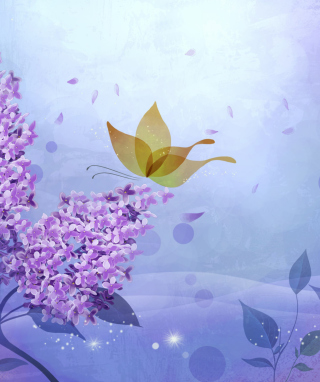 Butterfly Lilac Art sfondi gratuiti per 640x960