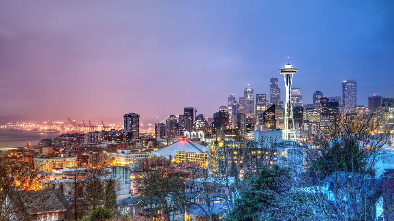 Обои Seattle Panorama Photo 1366x768