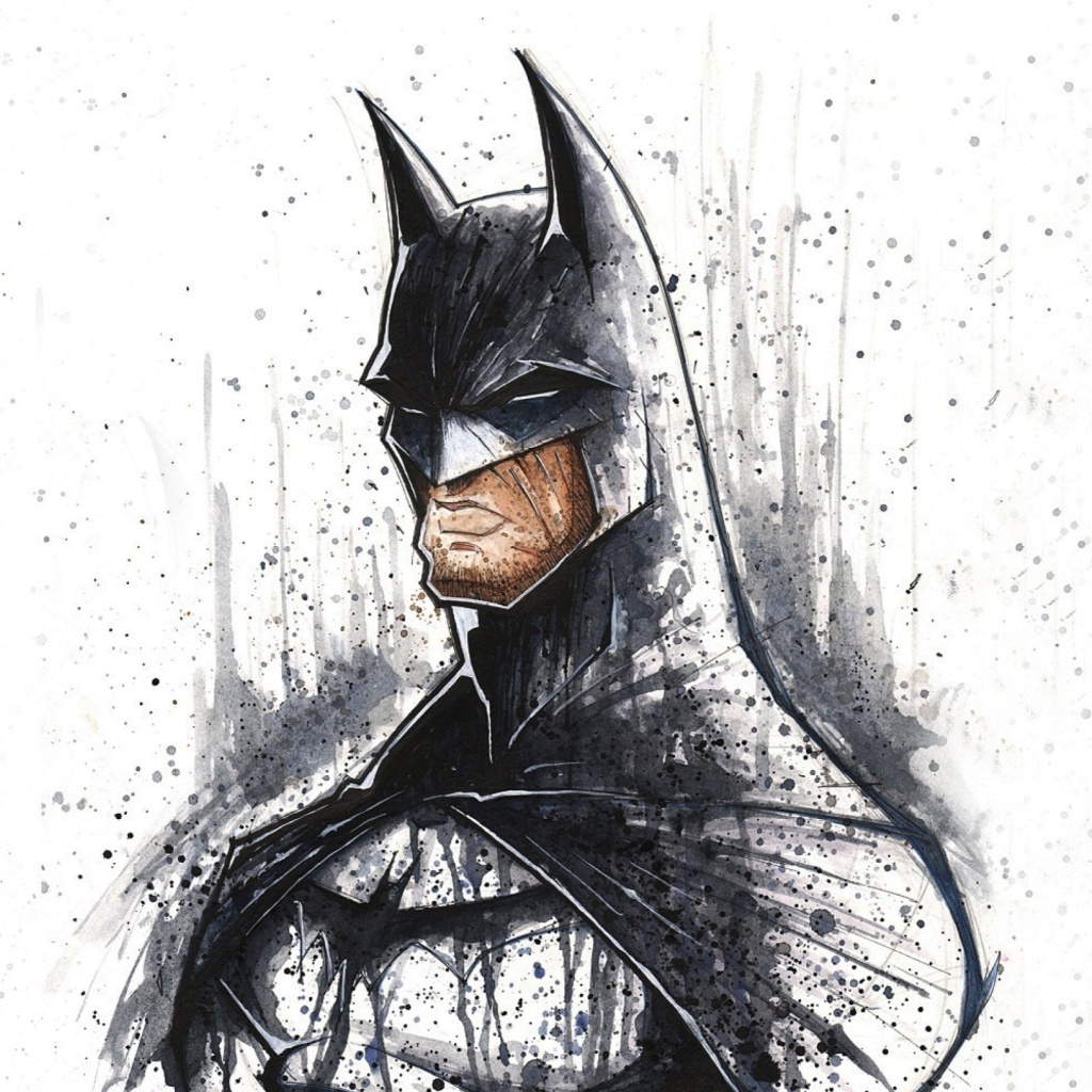 Batman Illustration wallpaper 1024x1024