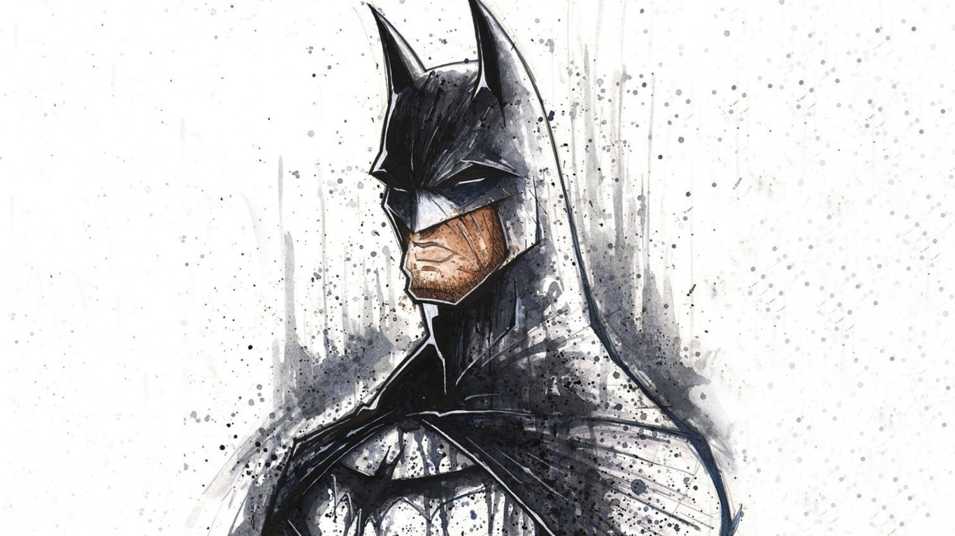 Batman Illustration wallpaper 1366x768