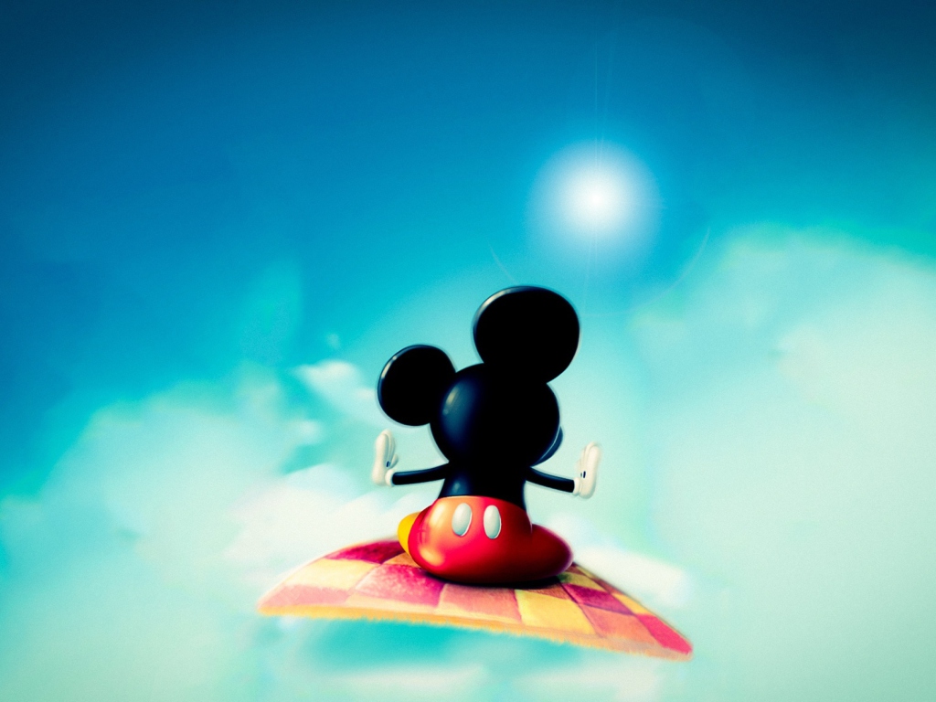 Fondo de pantalla Mickey Mouse Flying In Sky 1024x768