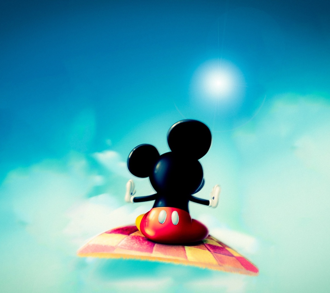 Das Mickey Mouse Flying In Sky Wallpaper 1080x960