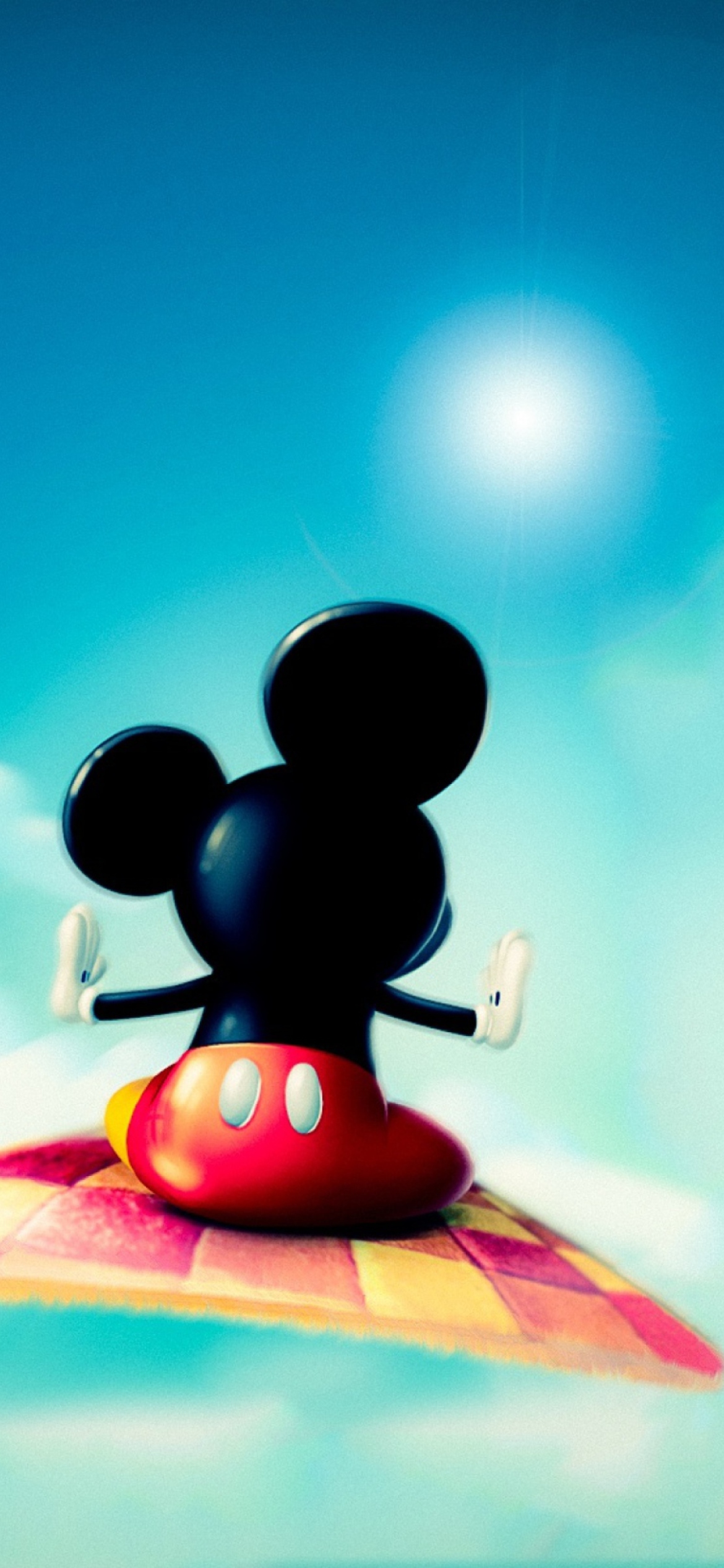 Das Mickey Mouse Flying In Sky Wallpaper 1170x2532