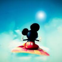 Обои Mickey Mouse Flying In Sky 208x208