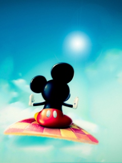 Das Mickey Mouse Flying In Sky Wallpaper 240x320