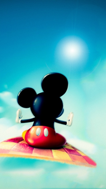 Das Mickey Mouse Flying In Sky Wallpaper 360x640