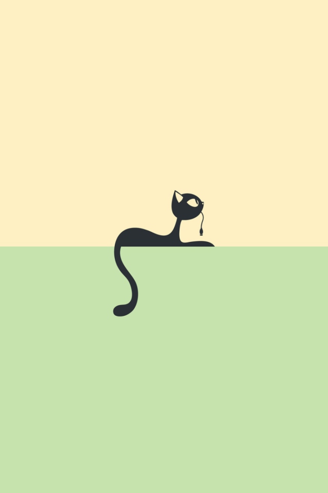 Das Black Vector Cat Wallpaper 640x960