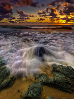 Das Seashore with big stones UHD Wallpaper 240x320