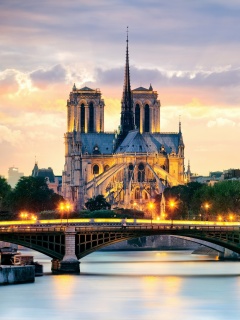 Das Notre Dame de Paris Catholic Cathedral Wallpaper 240x320
