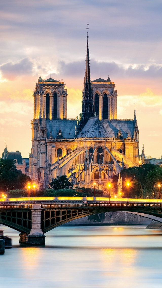 Fondo de pantalla Notre Dame de Paris Catholic Cathedral 640x1136